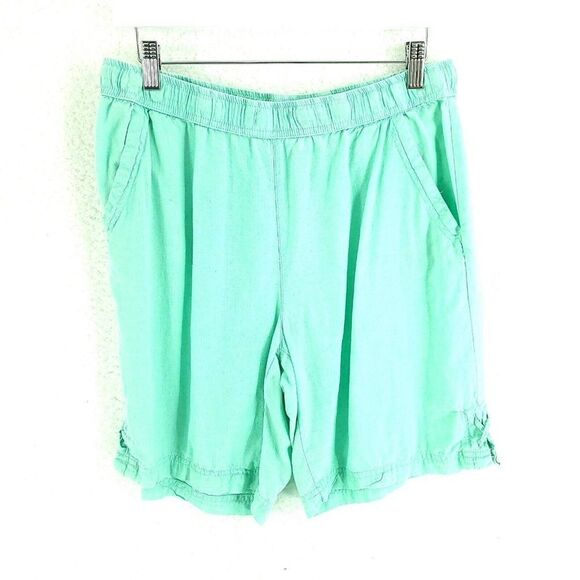 Coral Bay‎ Linen Rayon Green Medium Shorts High Rise 30/8 - Picture 1 of 6
